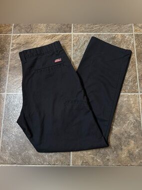 Dickies Pants Mens Size 30x30 Black Cotton Flat Front Loose Baggy Skater